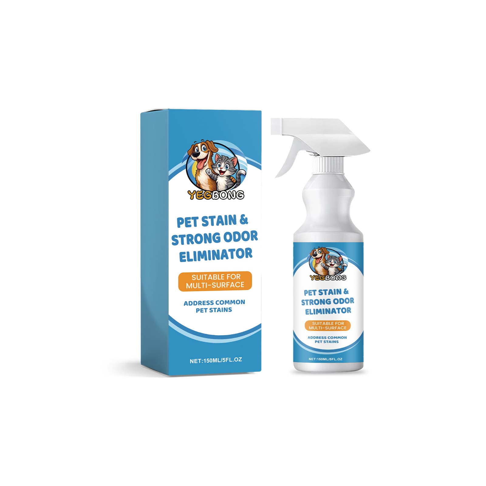 Yegbong Pet Stain Deodorizer Gentle Ingredients Multi-Surface Pet Stain Cleaner And Odor Eliminator