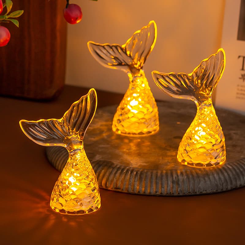 Electronic Candle Light Creative Luminous Mermaid Tail Night Light Ins Desktop Ornaments Microscopic Mini Decorations
