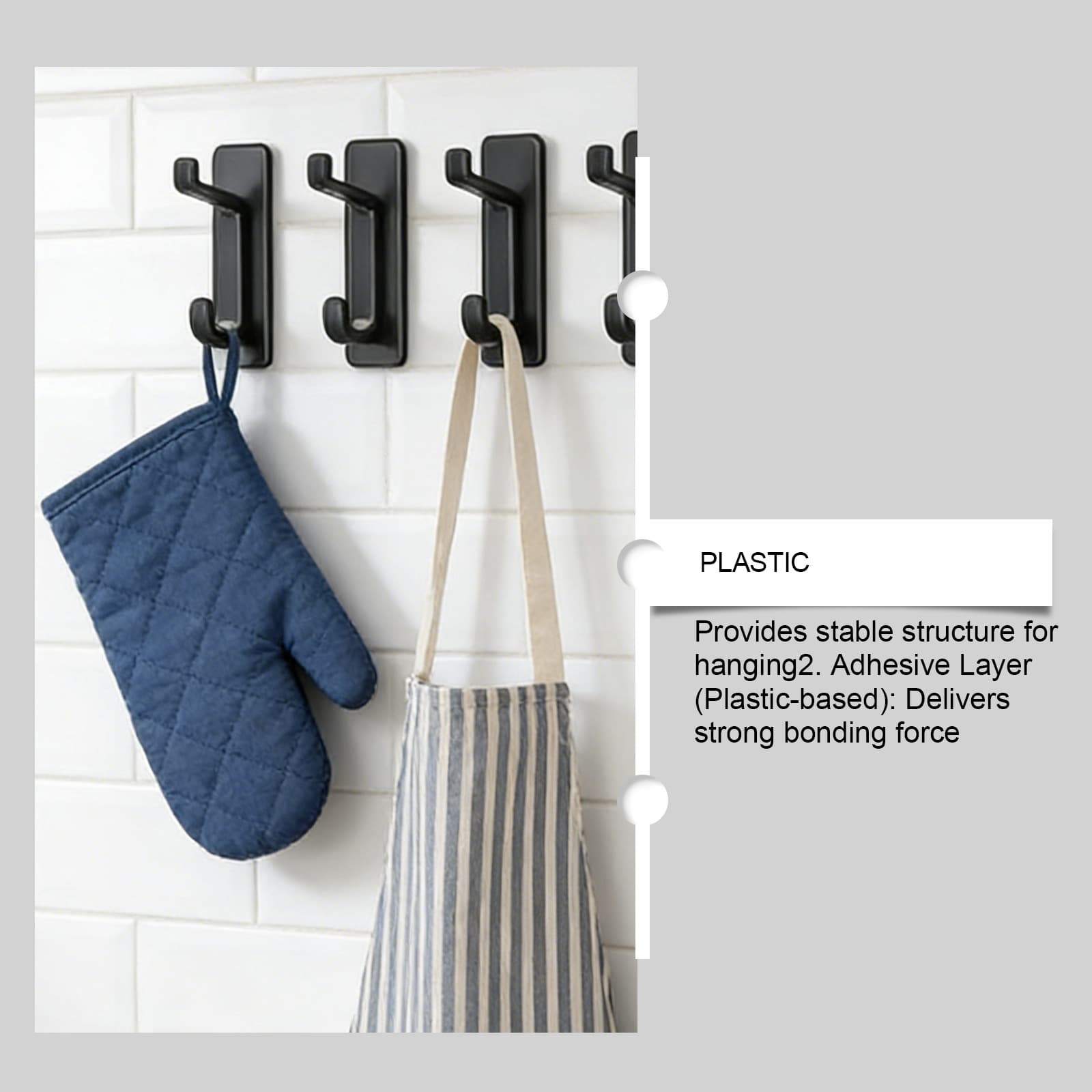 Jue Fish No-Drill Adhesive Hooks For Daily Household Use, Universal Self-Adhesive Wall Hooks, Easy To Hang, Stable And Durable