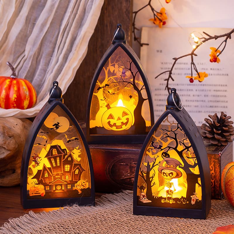 Halloween Decorations Glowing Pumpkin Skull Castle Wind Lamp Party Atmosphere Scene Layout Props Desktop Decorations