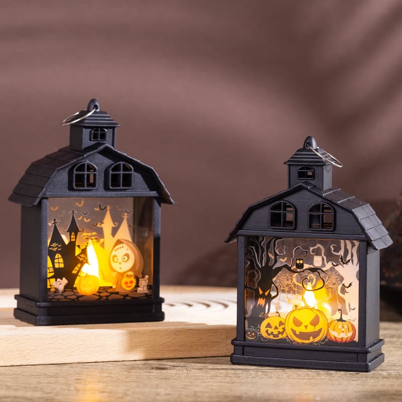 Halloween Decorations Retro Haunted House Night Light Pumpkin Lantern Skull Ornaments Creative Horror Atmosphere Party Props