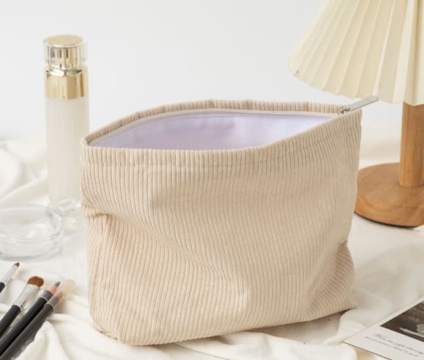 Corduroy Flower Makeup Bag