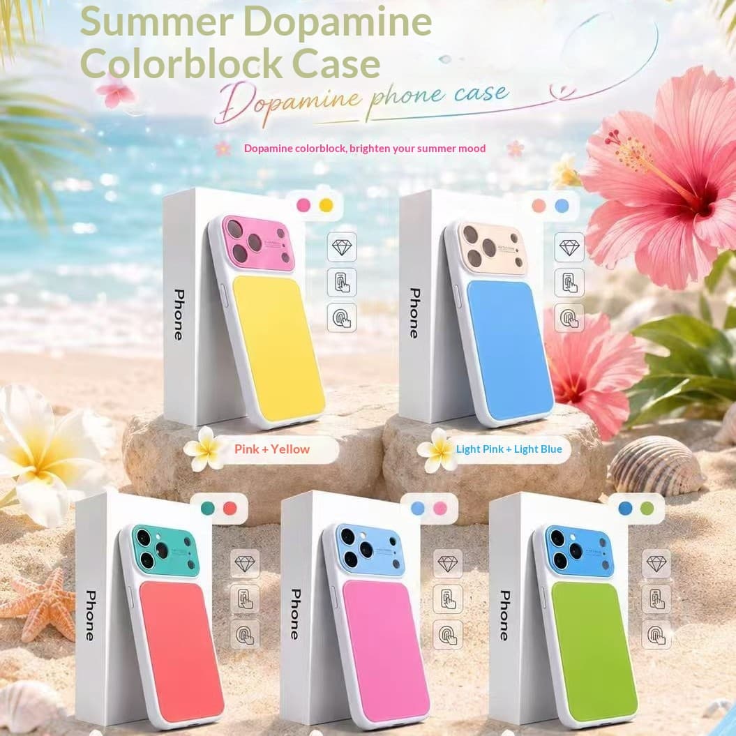 Summer Dopamine inspired Color block Phone Case With A Large Window