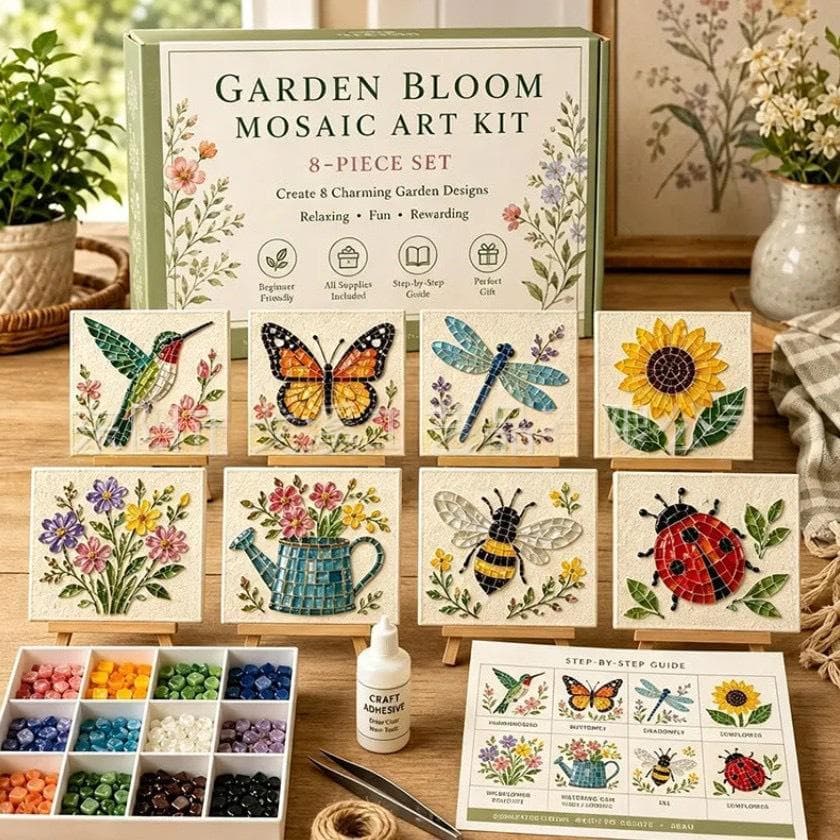Mosaic Art Craft Kit - DIY Handmade Tile Sticker Set For Kids Adults Creative Home Decor Project