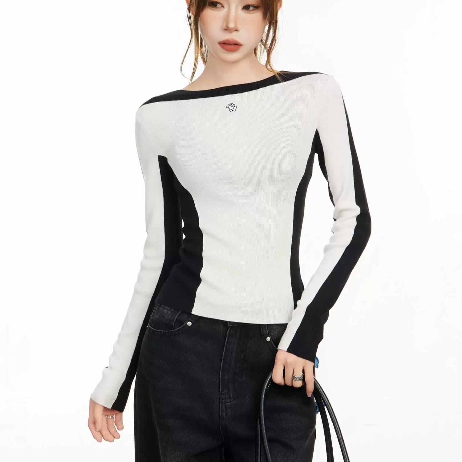 White Off-Shoulder Long-Sleeve Womens AutumnWinter T-Shirt Top