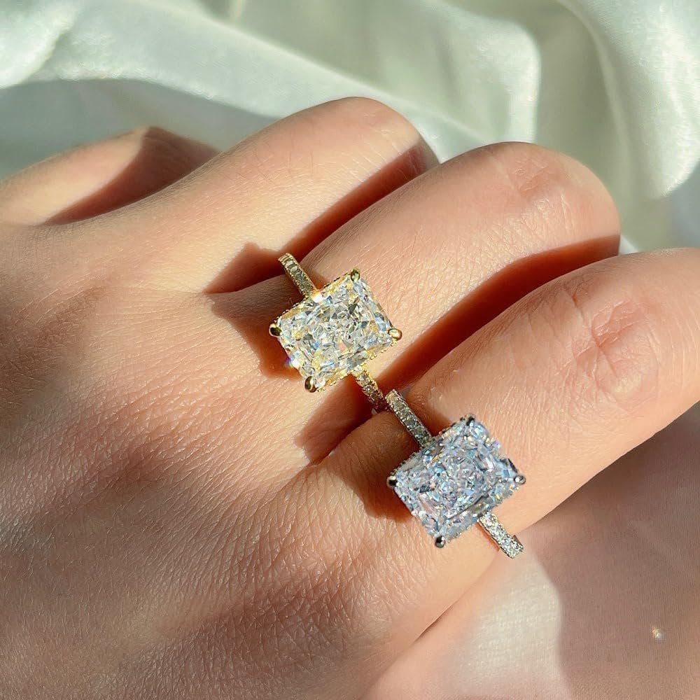 Sugar Cube Ice Flower Cut Ring For Women Moissanite Ring
