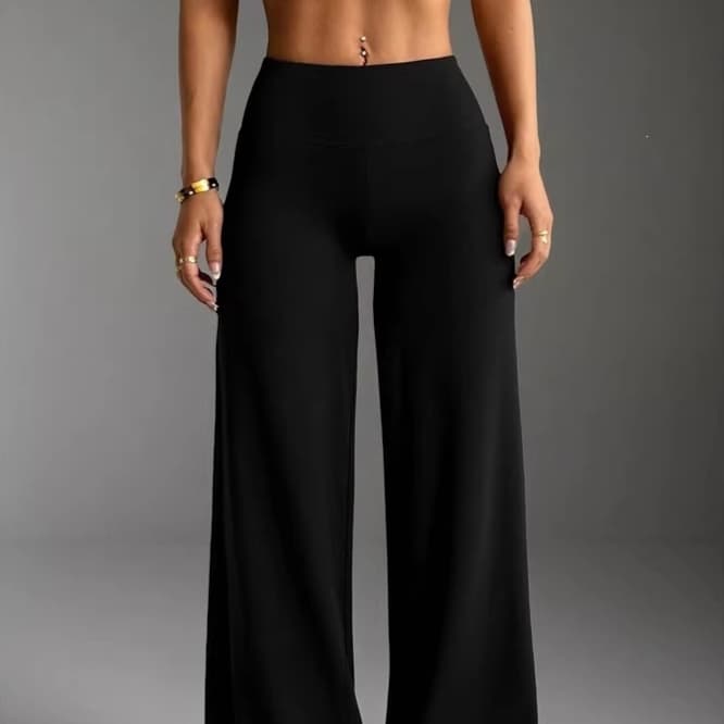 High-waisted Wide-leg Yoga Pants For Women With A Draping Figure-flattering Straight Silhouette