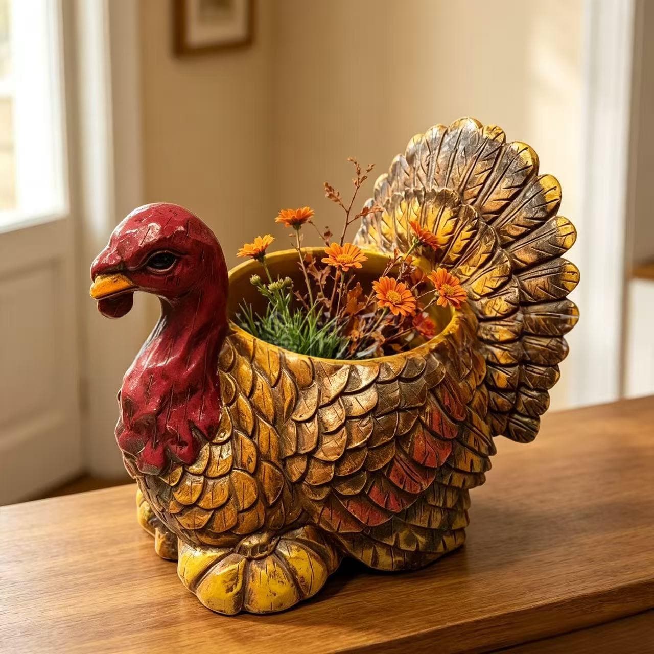Turkey Flower Pot Outdoor Courtyard Statue Resin Ornament Decoration