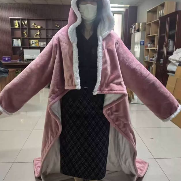 Heated With Sleeves And Hood Electric Heating Throw Nap-time Warming Blanket