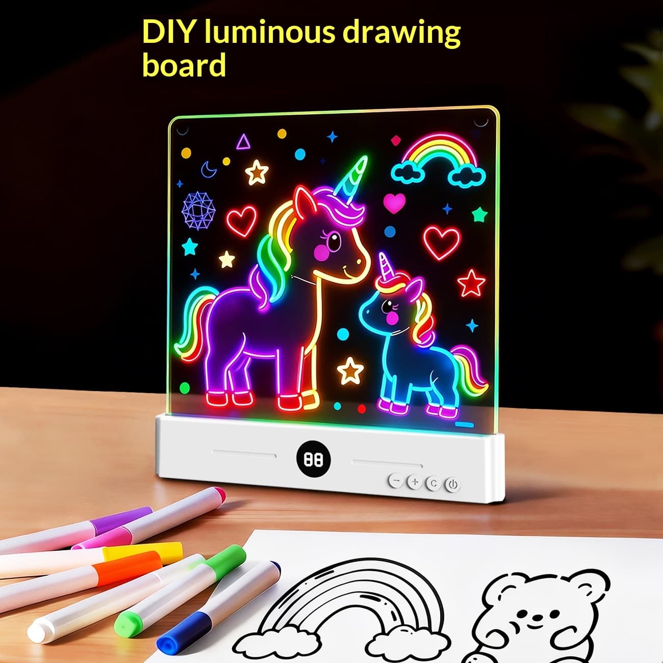 Erasable And Rewritable Glowing Drawing Board For Children
