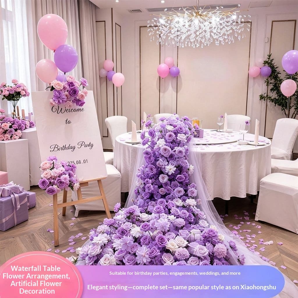 Waterfall Simulation Flower Birthday Decoration Package Room